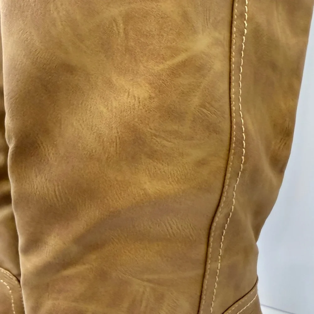 Tan Knee-High Women's distressed Boots